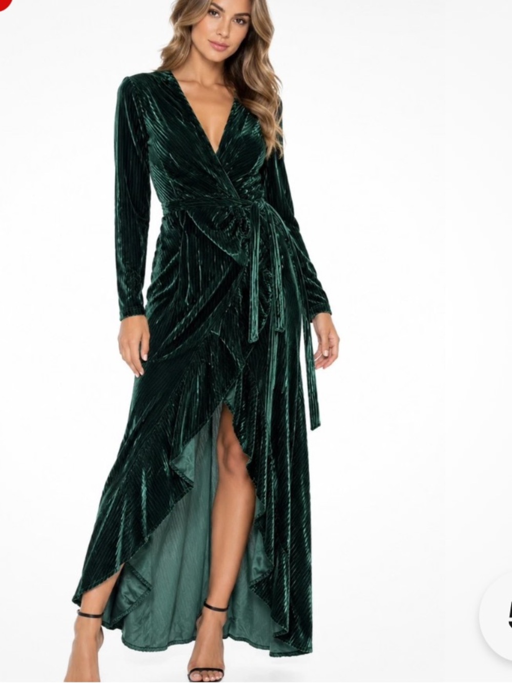 Baltic Born Velvet Wrap High-Low Dress L Green Whimsigoth Vampy